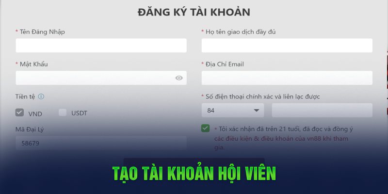 Tạo tài khoản hội viên 